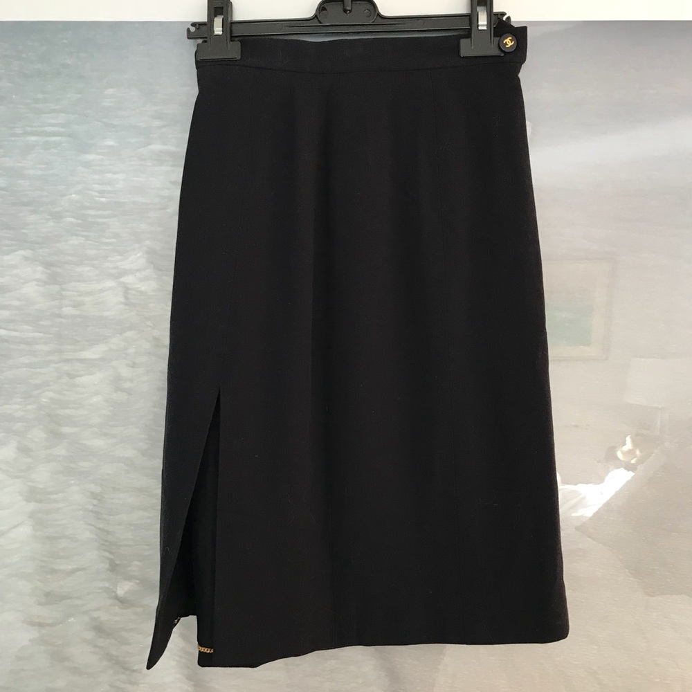 Chanel Midi Skirt w/ slit in Navy